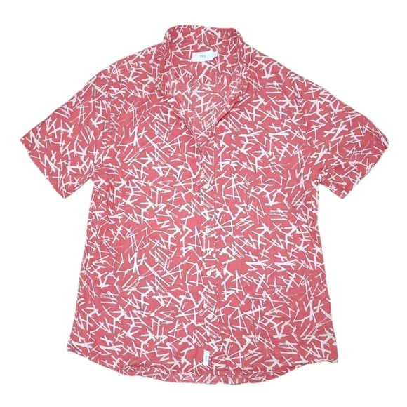 Onia Linen/Cotton Blend Short Sleeve    Vacation Camp Shirt Size Large - Picture 1 of 11